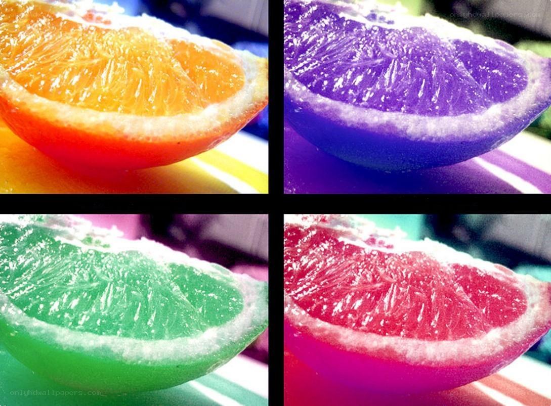 colorful fruit slices collage
