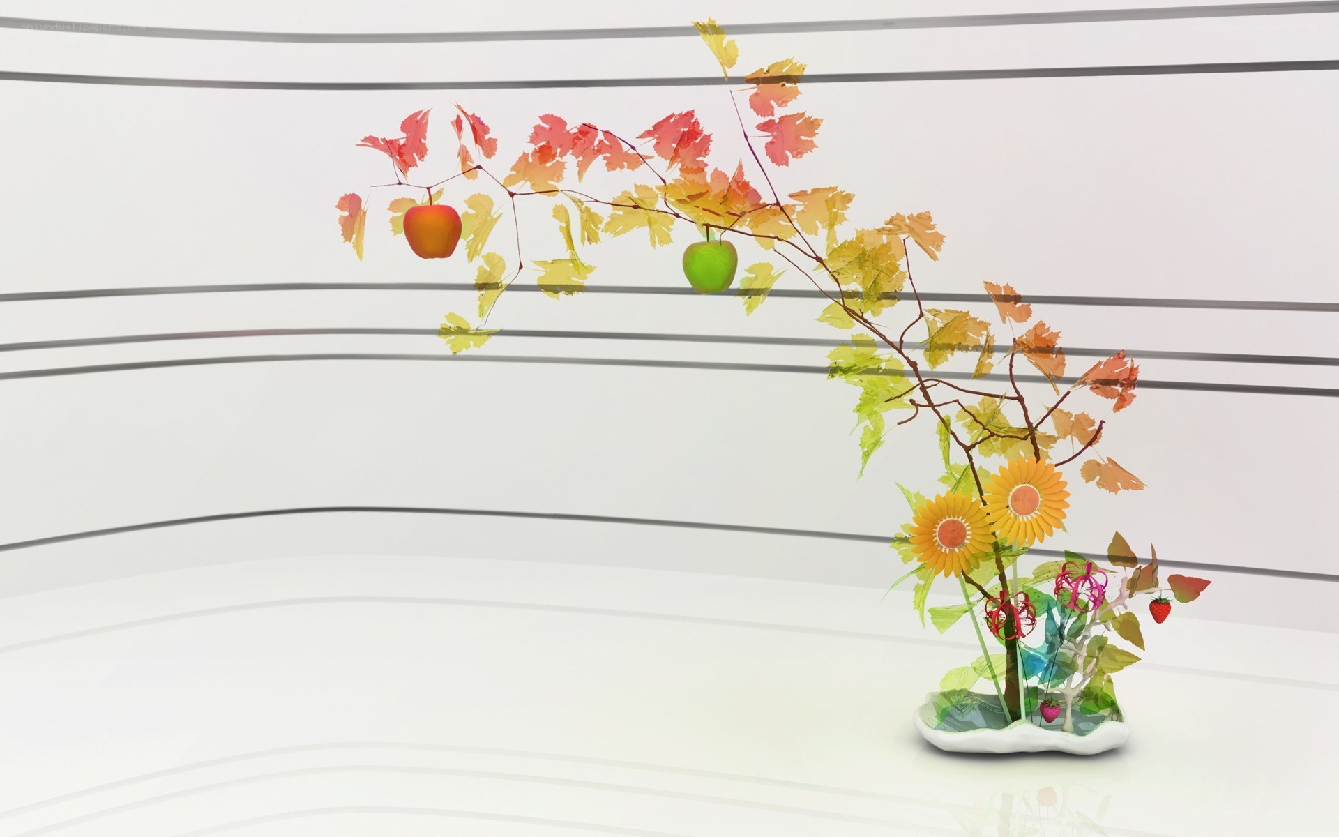 Colorful fruit tree sculpture