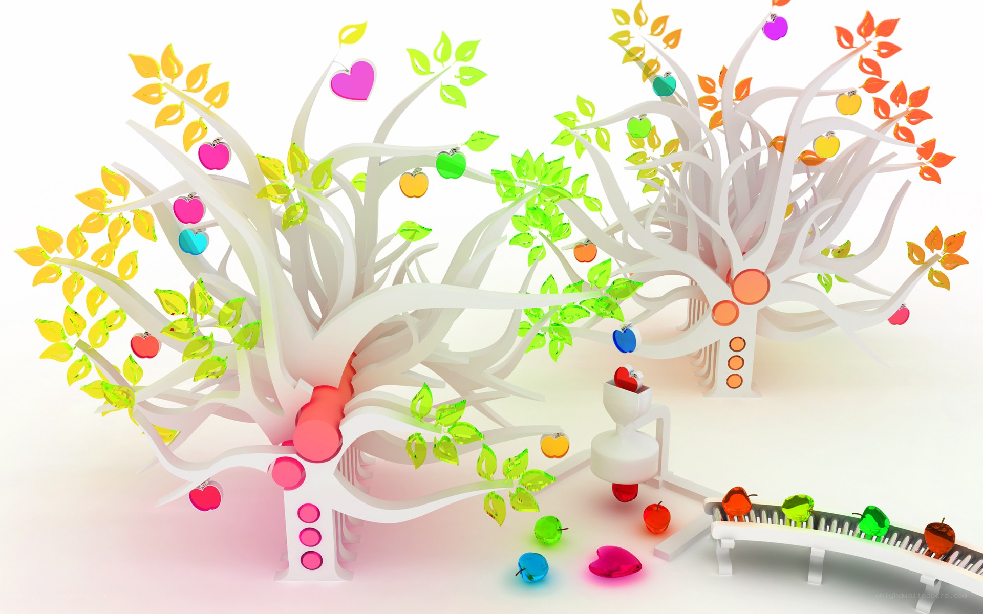 Colorful fruit tree sculpture