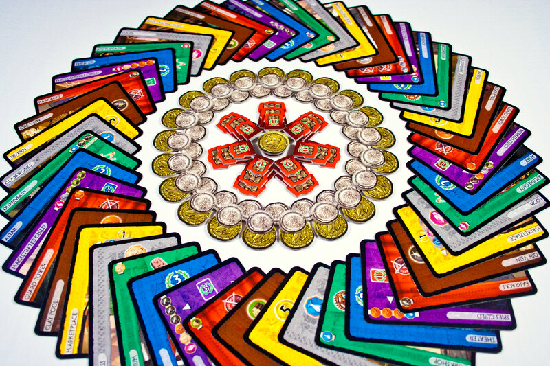 Colorful Game Cards and Coins