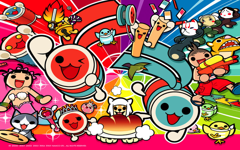 Colorful game character collage