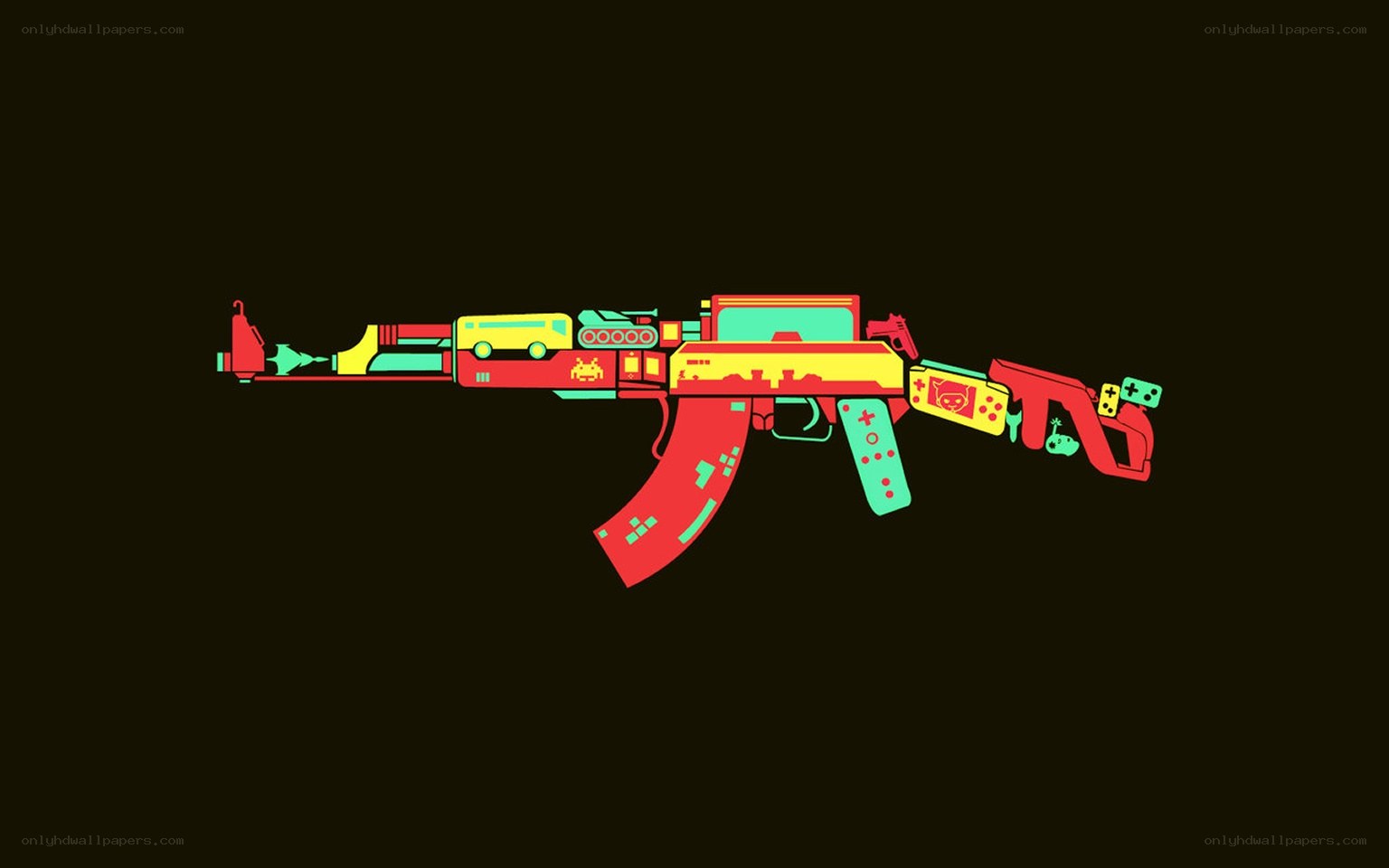 colorful game-themed gun