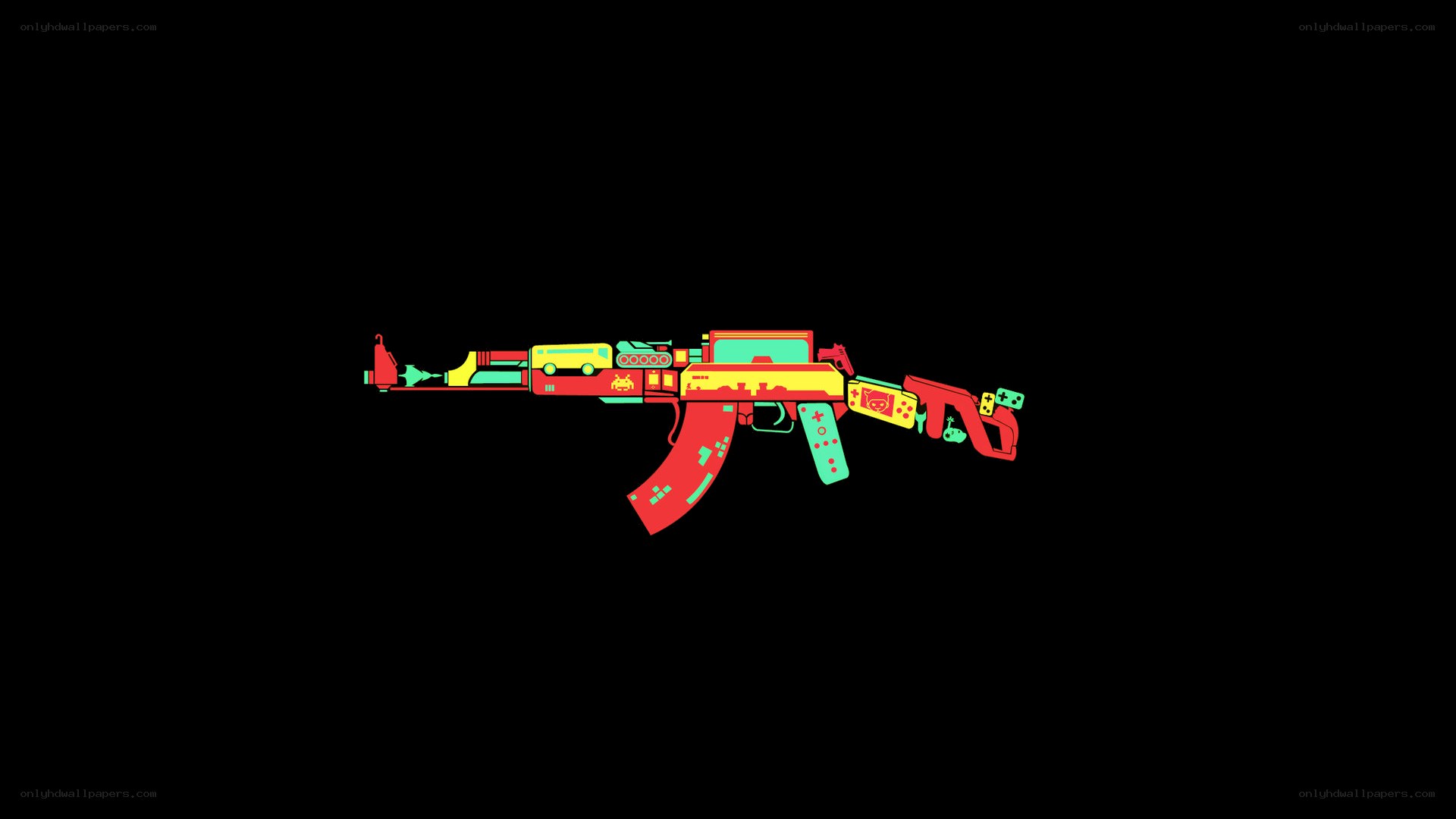 colorful game-themed rifle