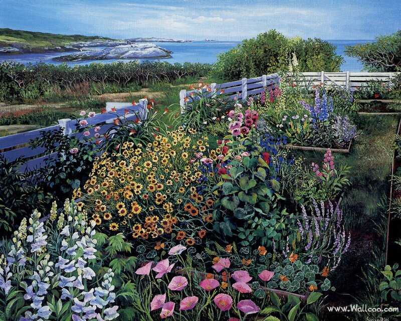 Colorful Garden by the Sea