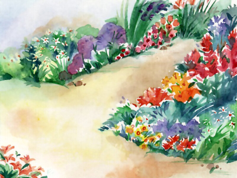 Colorful Garden Flowers — Green, Serene