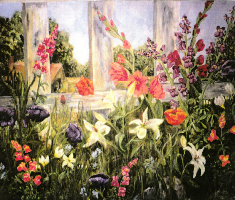 Colorful garden flowers painting
