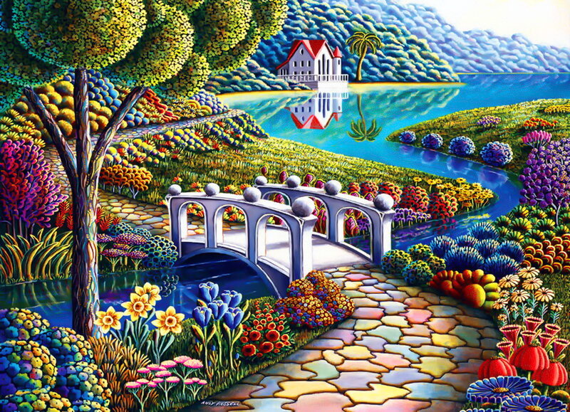 Colorful Garden Landscape — Blue
