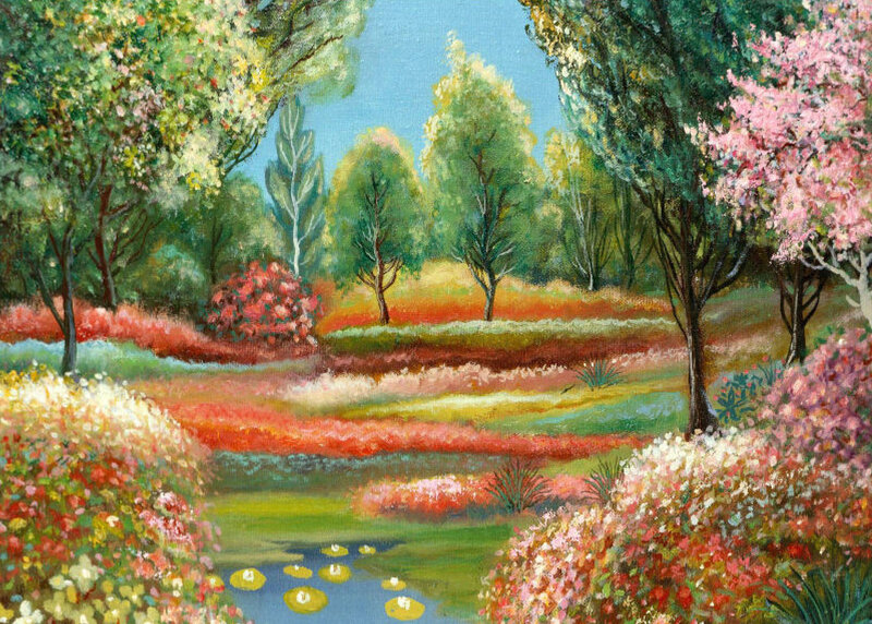 Colorful garden landscape painting