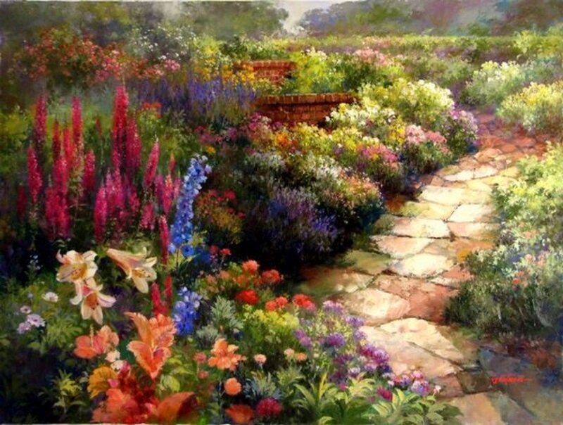 Colorful Garden Path — Green
