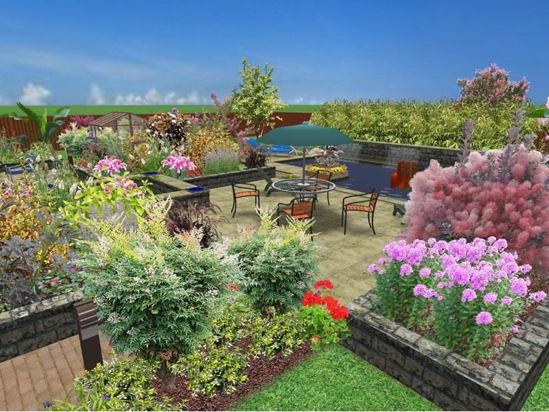 colorful garden patio design