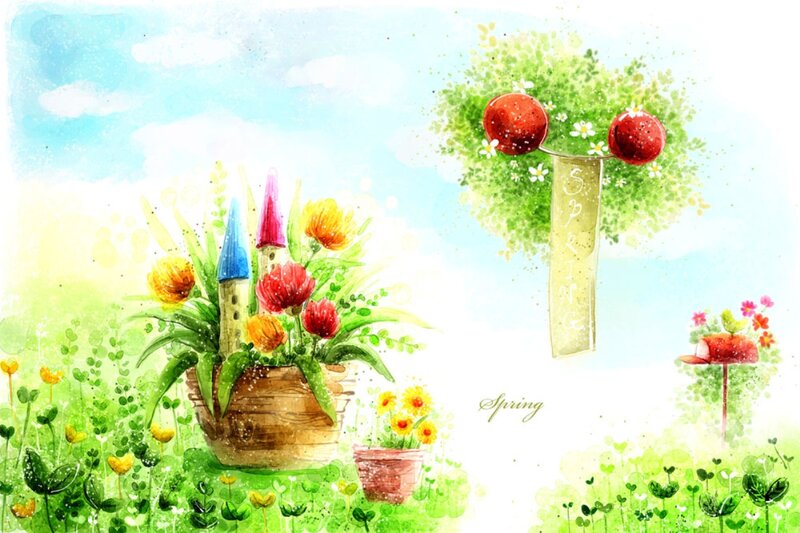 Colorful Garden Scene — Green, Serene, Spring