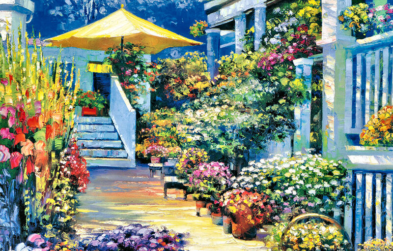 Colorful Garden Scene — Yellow