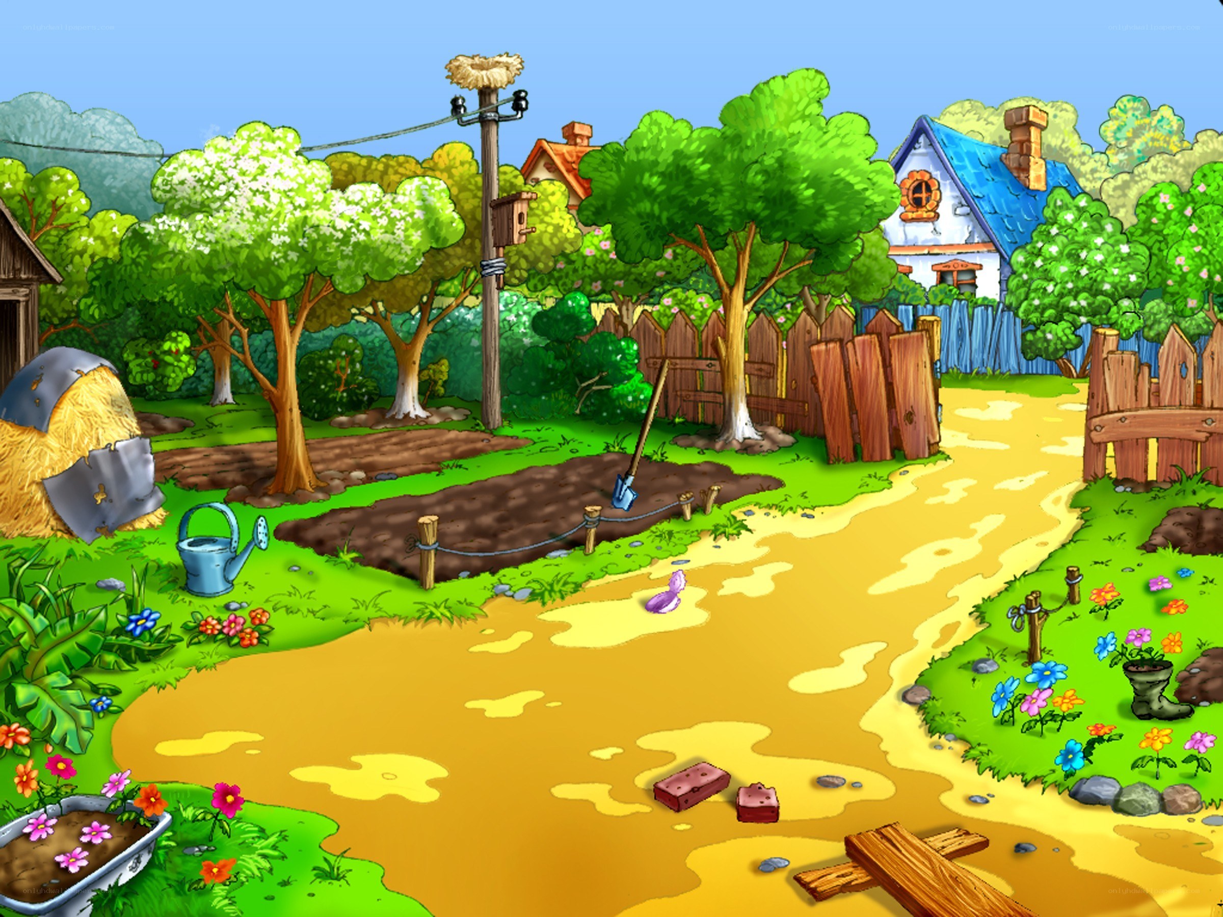colorful garden scene