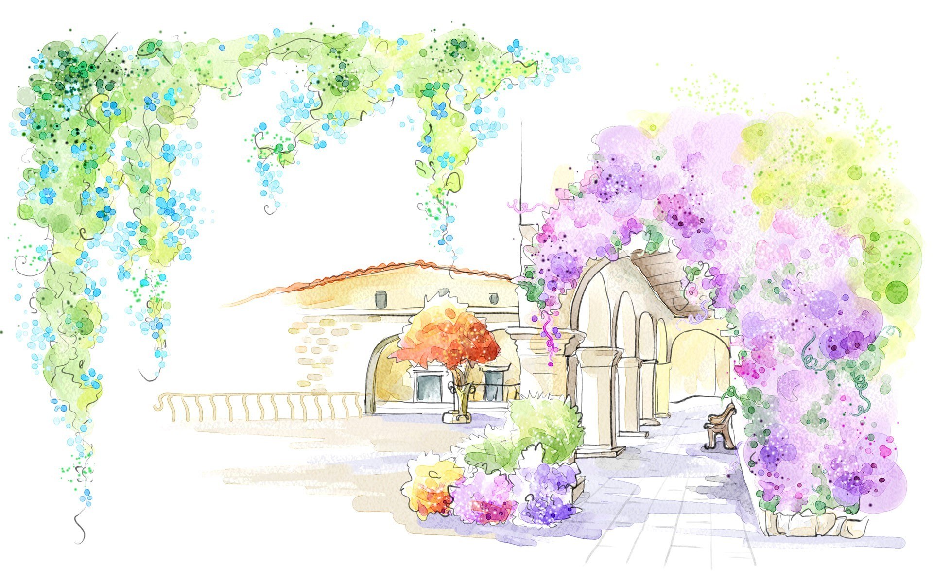 colorful garden sketch