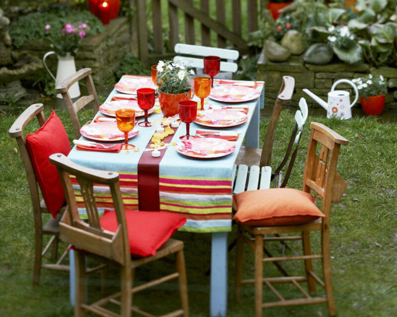 Colorful Garden Table Setting