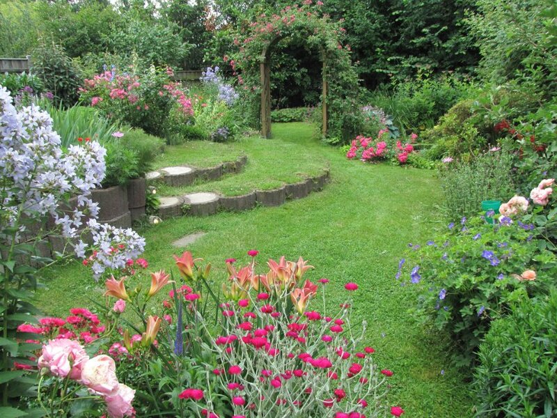 Colorful Garden with Arch