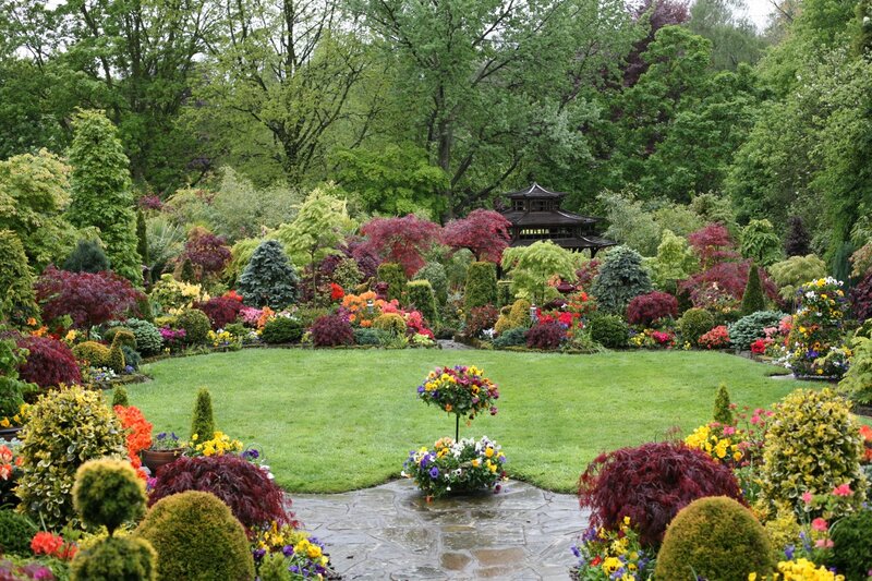 Colorful Garden with Gazebo — Green, Serene