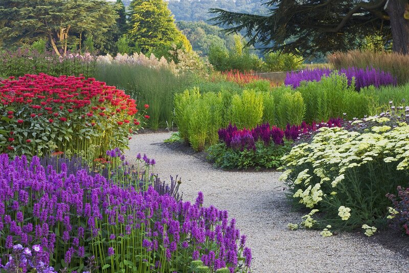 Colorful Garden with Gravel Path