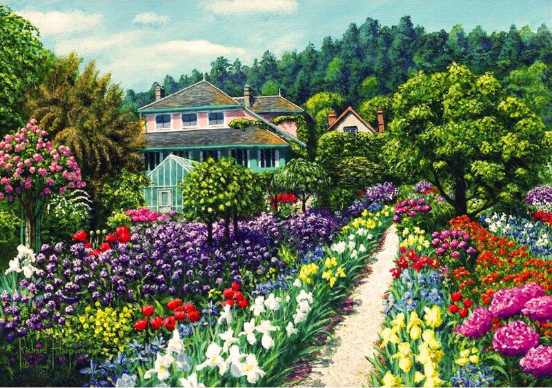 Colorful Garden with House — Purple