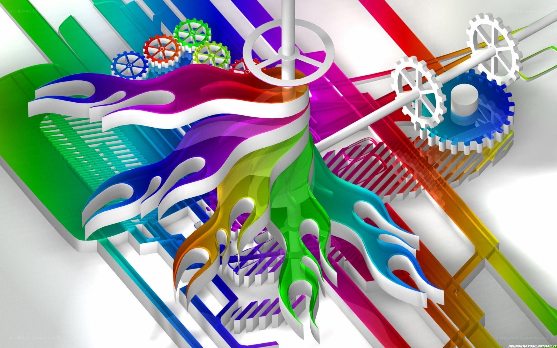 Colorful gear and flame design
