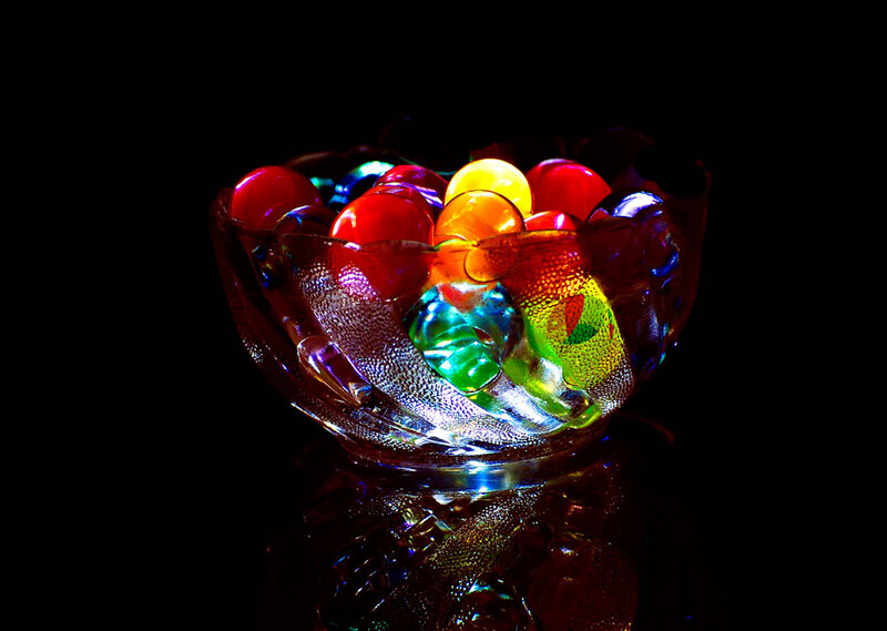 Colorful gel balls in a bowl