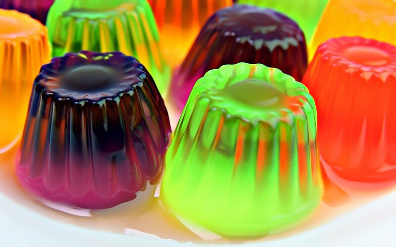 Colorful gelatin desserts