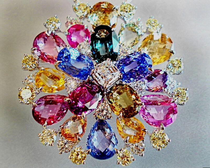 Colorful Gemstone Brooch