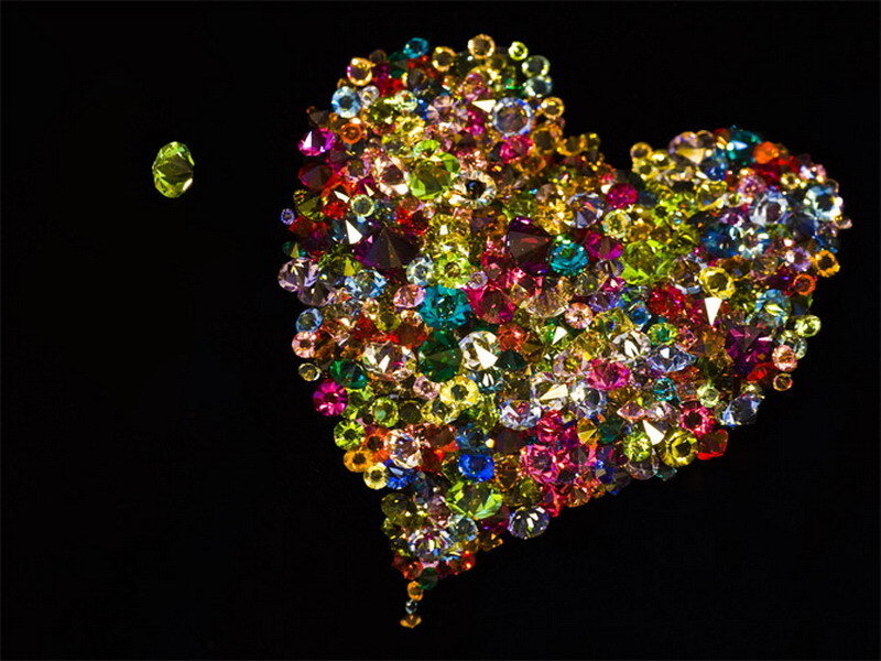 Colorful gemstone heart