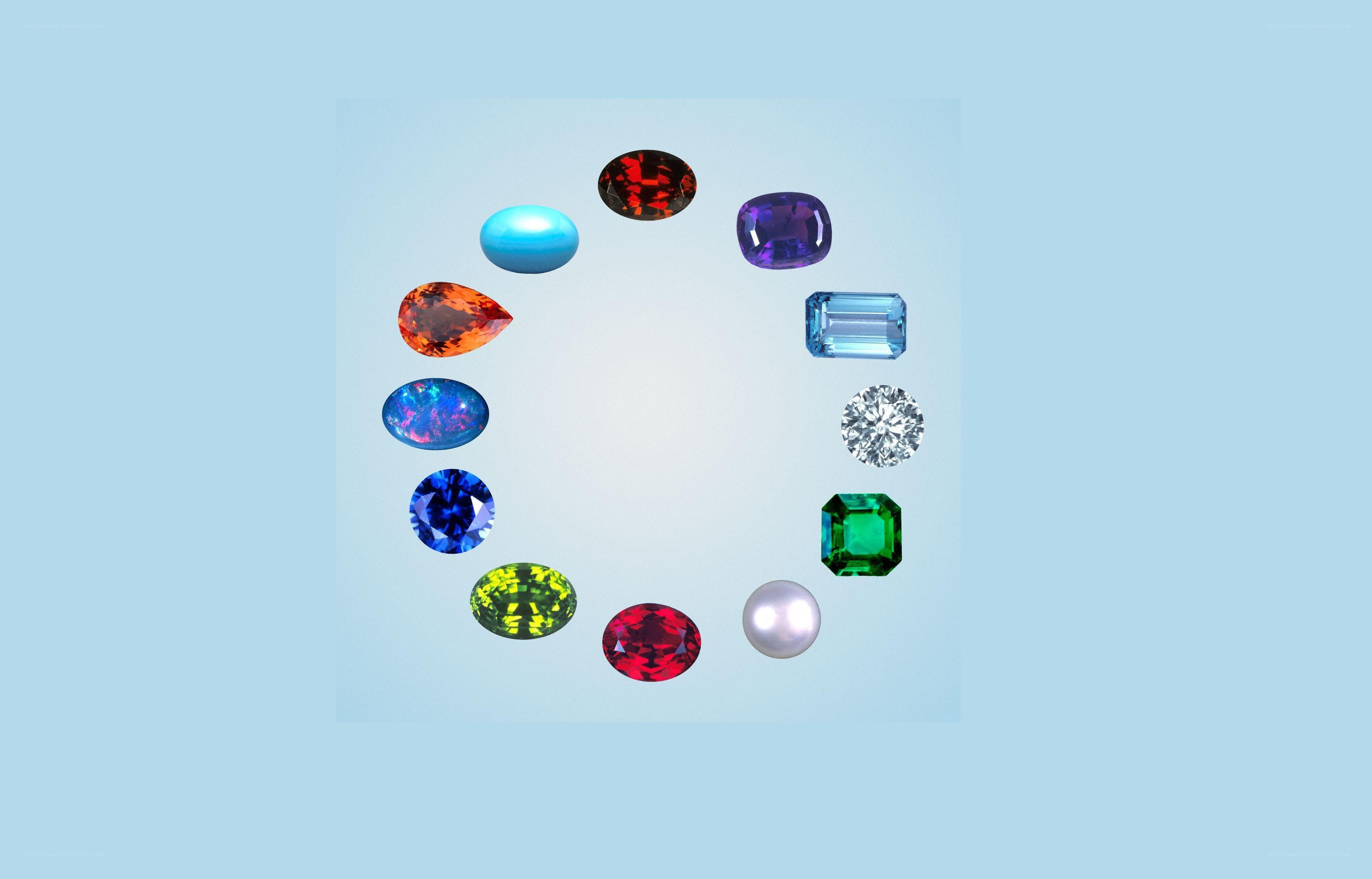 colorful gemstones in a circle