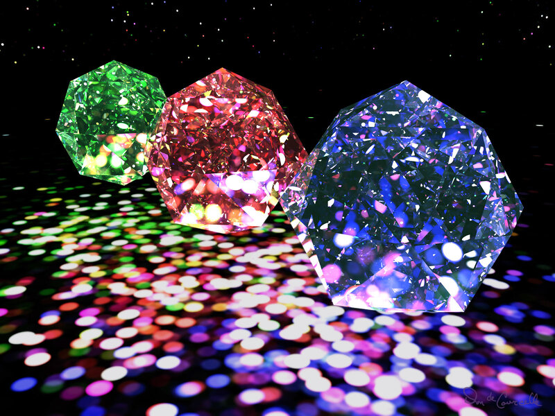 Colorful gemstones on a disco floor