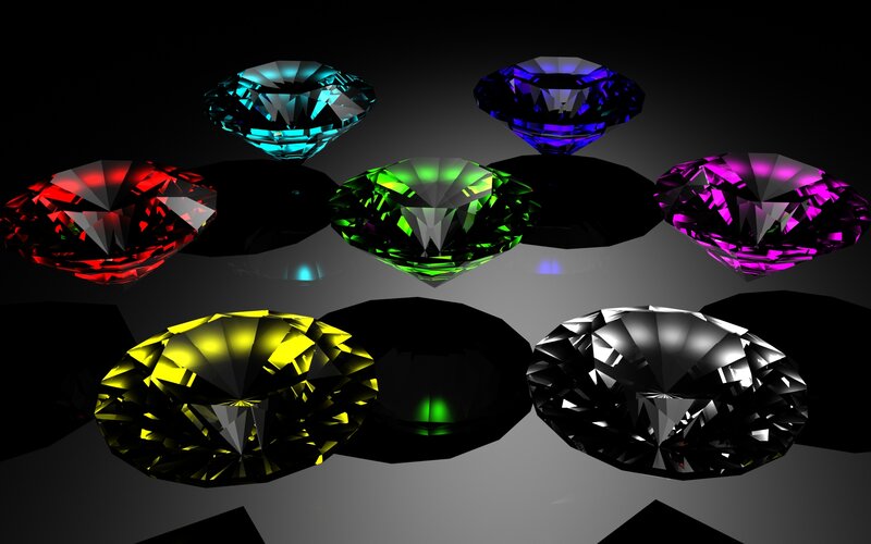 Colorful Gemstones on Black — Dramatic
