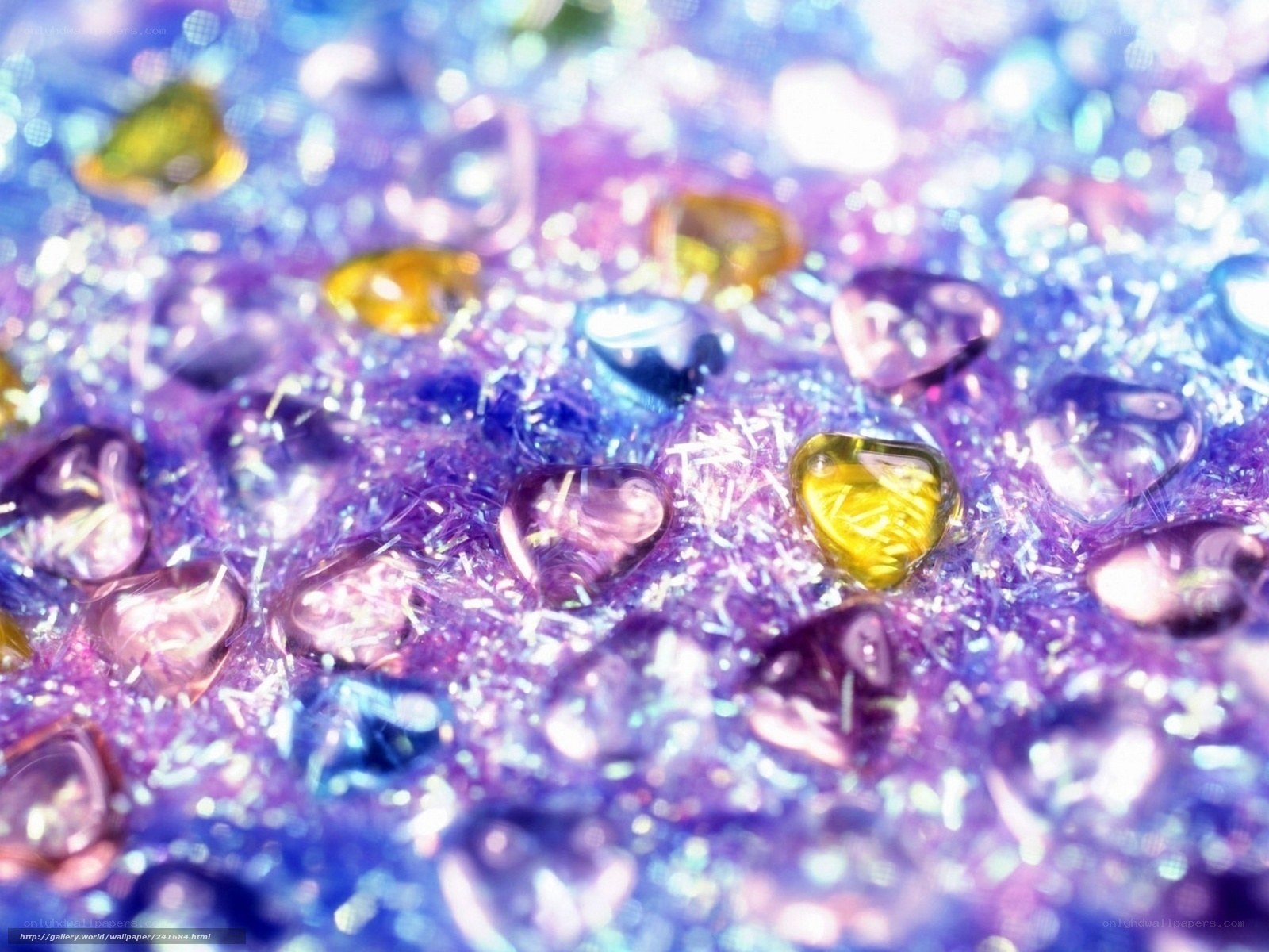 Colorful gemstones on glitter