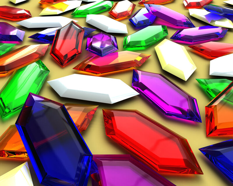 Colorful gemstones on gold