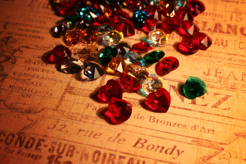 Colorful Gemstones on Paper