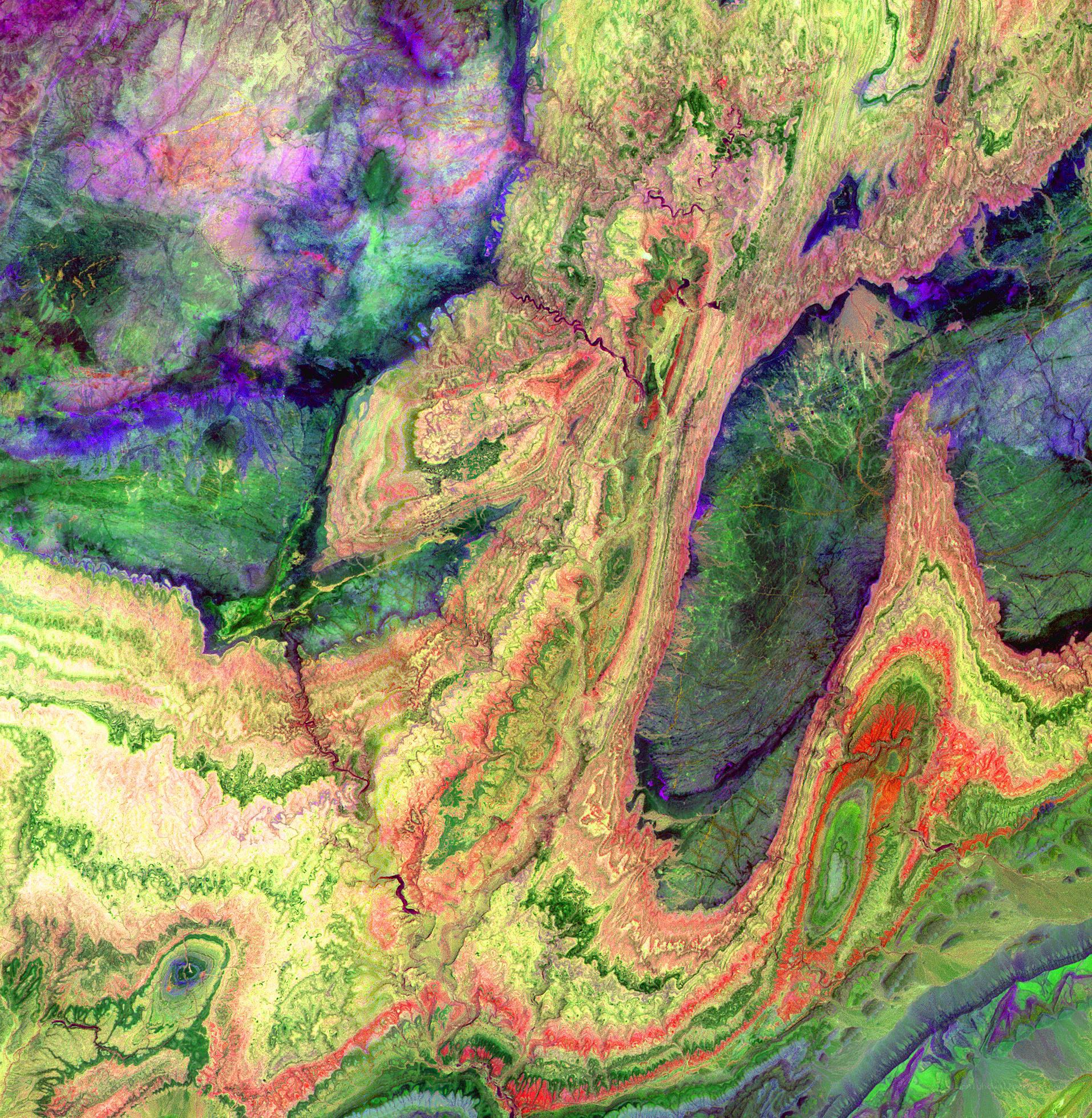 Colorful geological satellite image