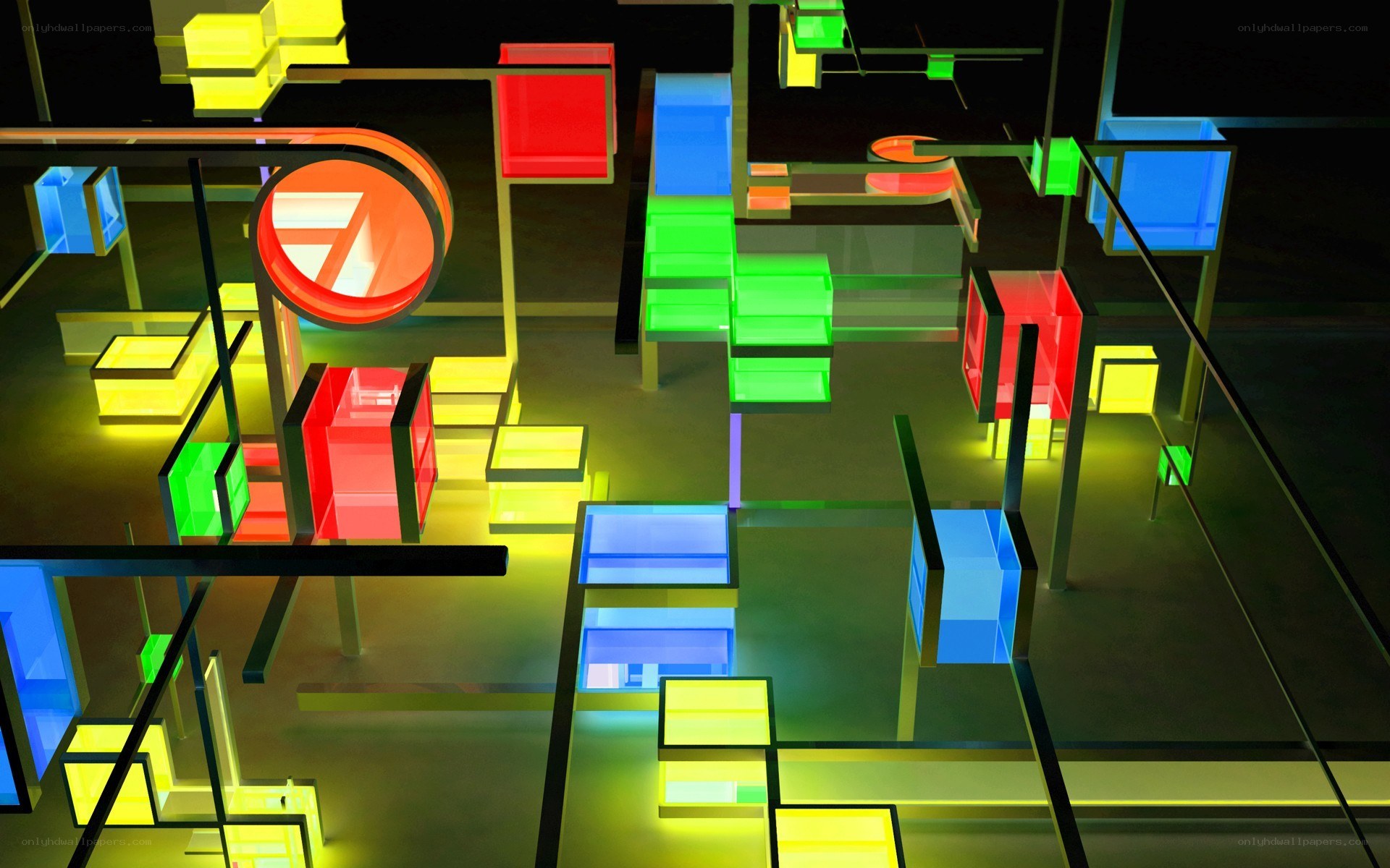 Colorful geometric abstract scene