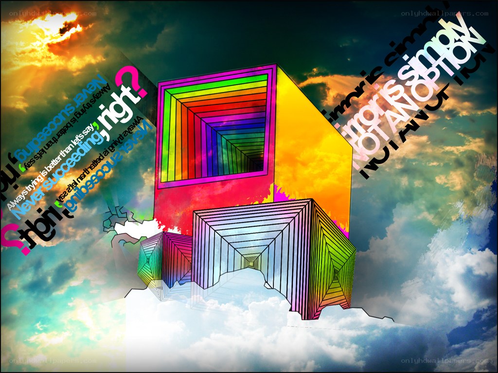 Colorful geometric cubes in sky
