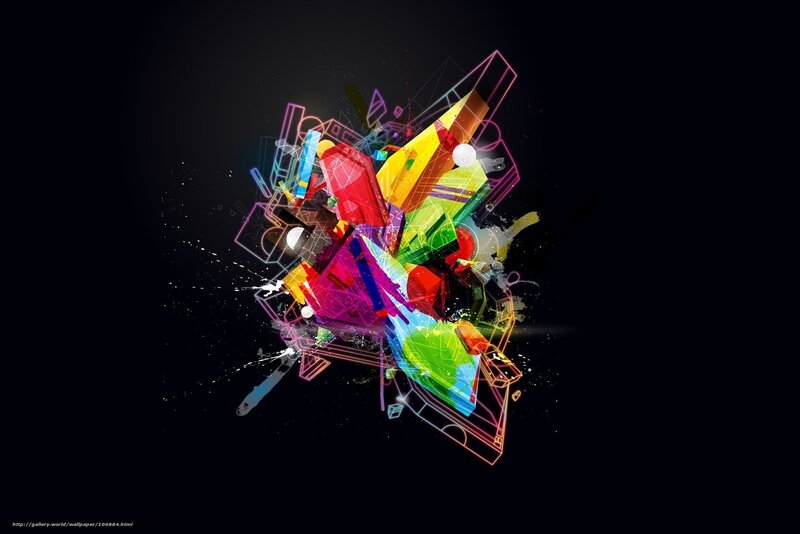 Colorful Geometric Explosion — Black