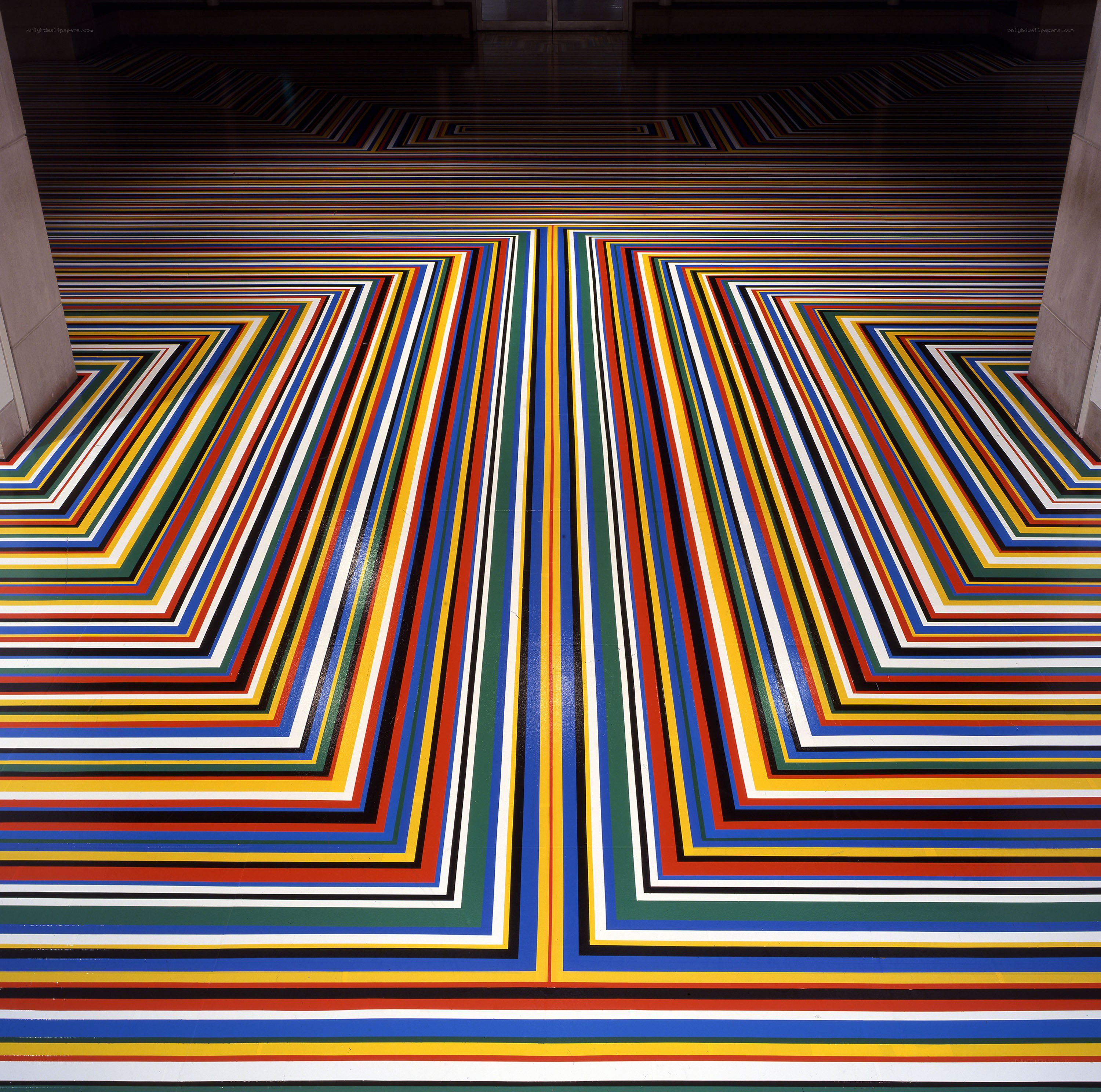 Colorful geometric floor art