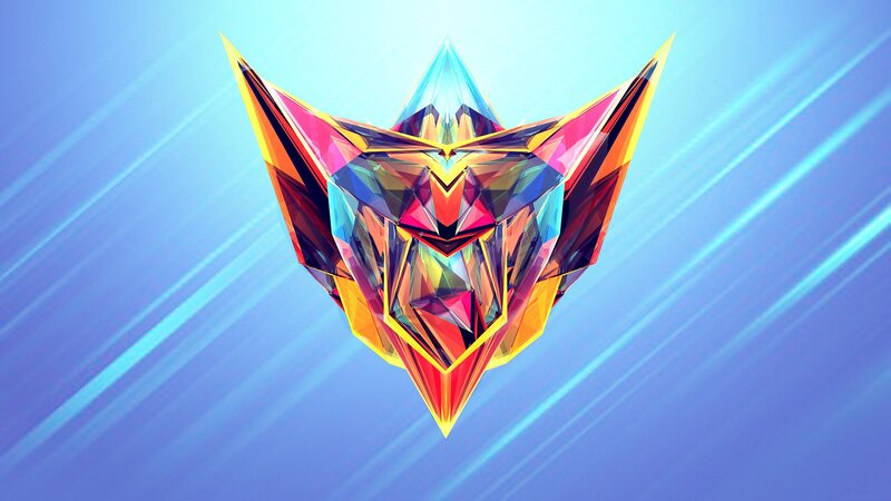 Colorful Geometric Fox Head