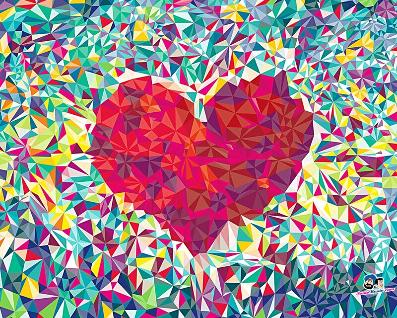 Colorful geometric heart pattern