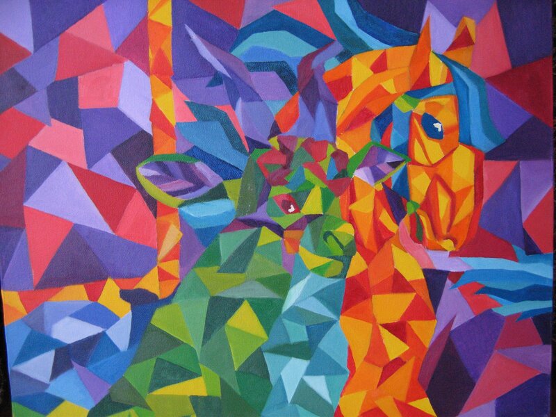 Colorful geometric horse painting