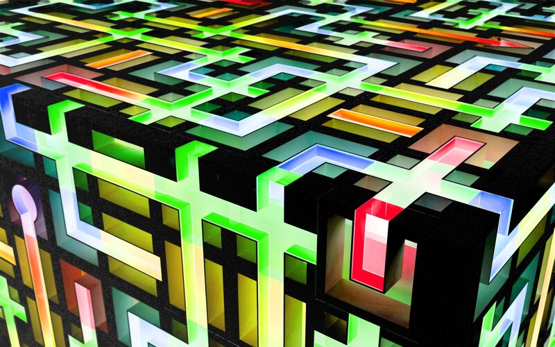 Colorful geometric maze structure