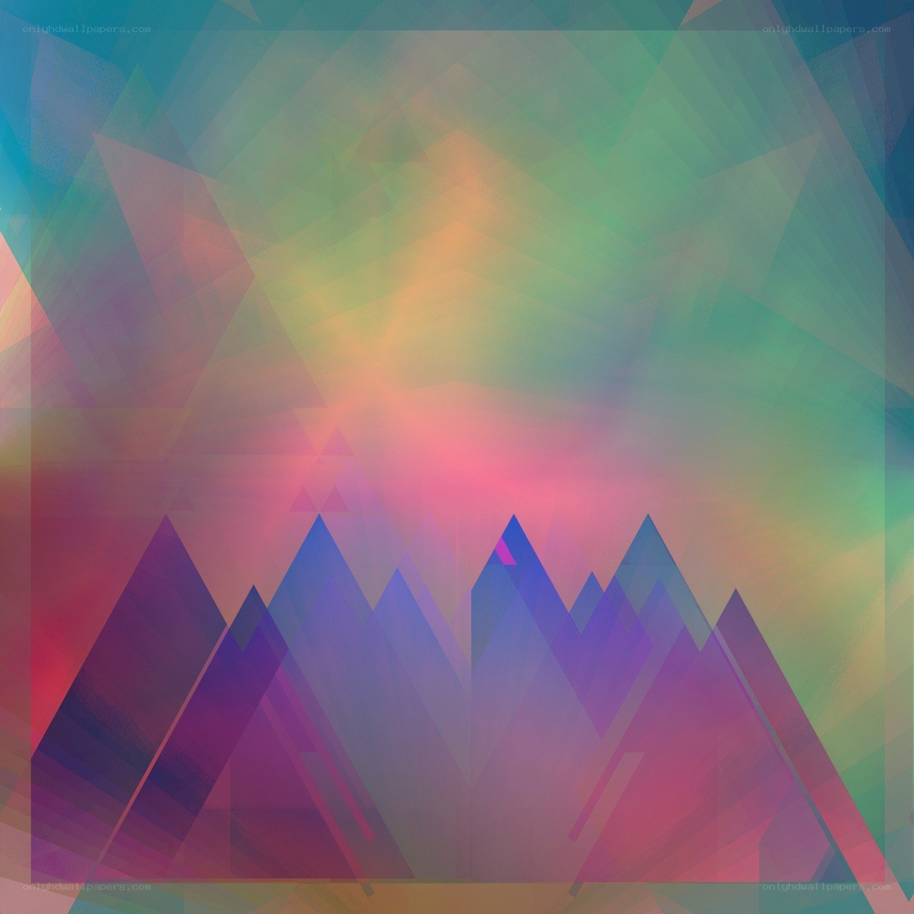 Colorful geometric mountain landscape