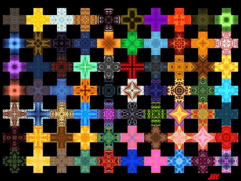 Colorful Geometric Pattern — Black, Vibrant, Abstract