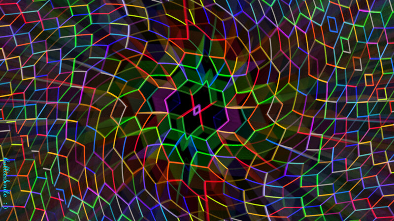 Colorful Geometric Pattern — Black, Vibrant, Digital Art, Lines