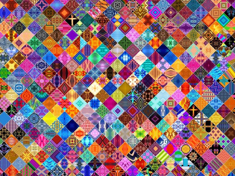 Colorful Geometric Pattern — Blue, Vibrant, Abstract, Diamond Shapes