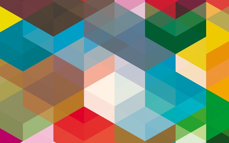 Colorful Geometric Pattern — Blue, Vibrant, Abstract, Triangles, Hexagons