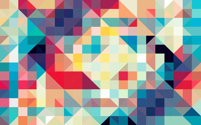 Colorful Geometric Pattern — Blue, Vibrant, Abstract, Triangles, Squares