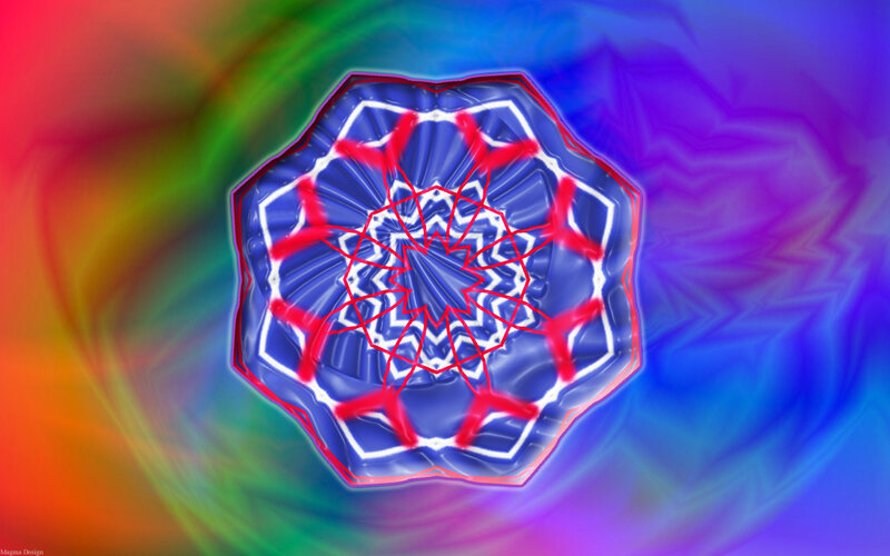 Colorful Geometric Pattern — Blue, Vibrant, Digital Art, Mandala